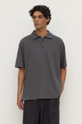 Regular Fit Washed Charcoal Knit Polo