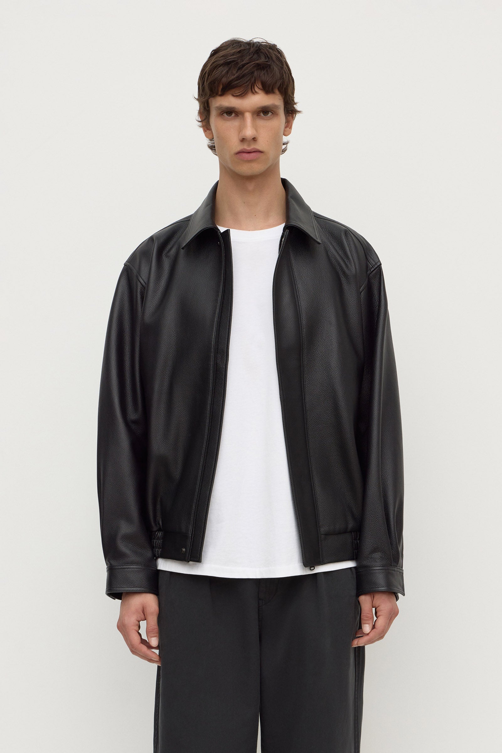Regular Fit Black Leather Jacket