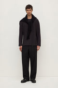 Tapered Fit Black Pinstripe Wool Pant