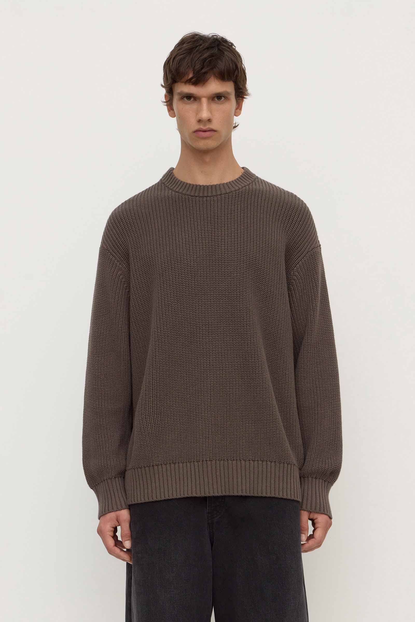 Slim Fit Bark Cotton Rib Knit