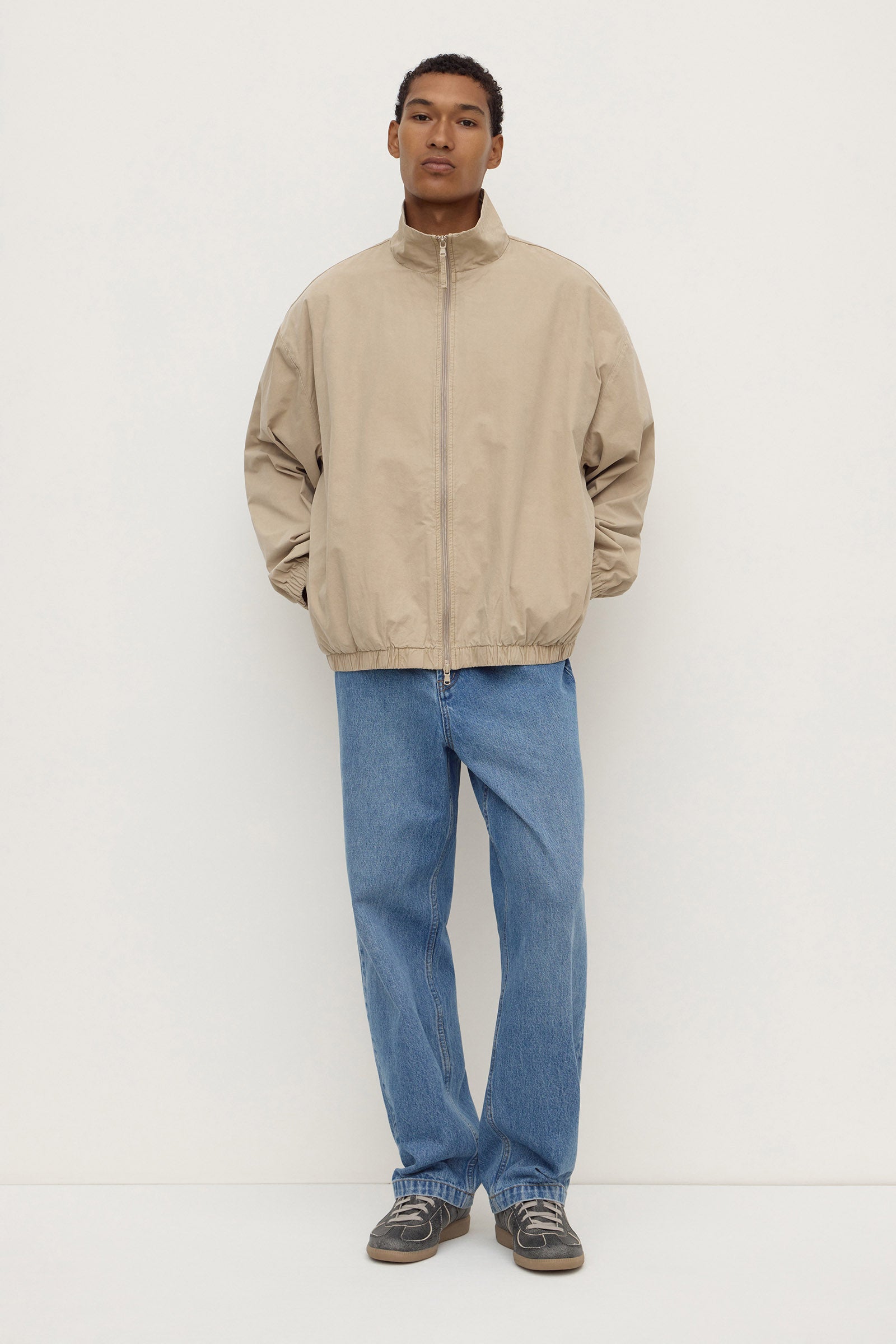 Regular Fit Ash Grey Cotton Jacket