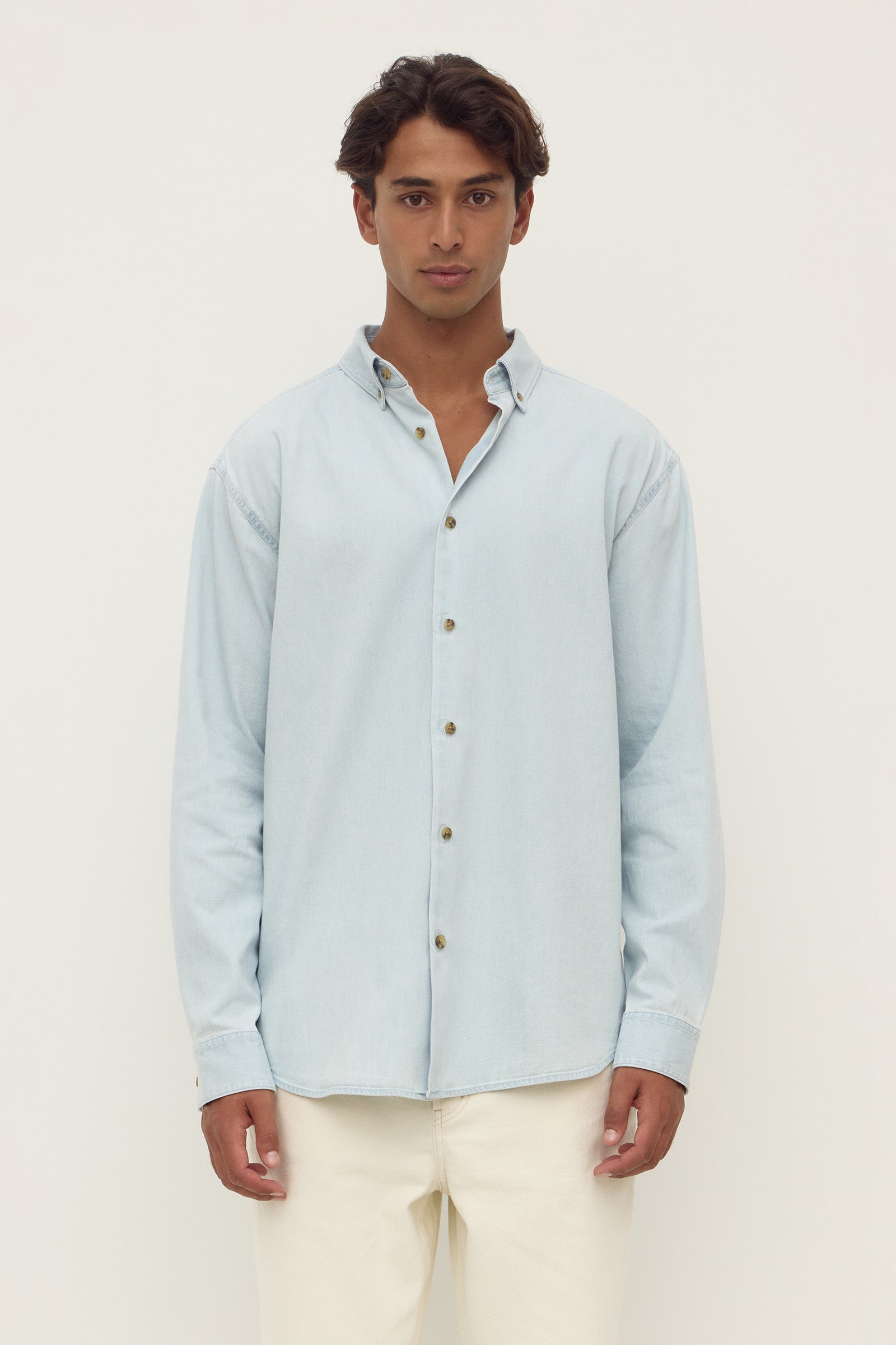Regular Fit Pale Blue Denim Long Sleeve Shirt