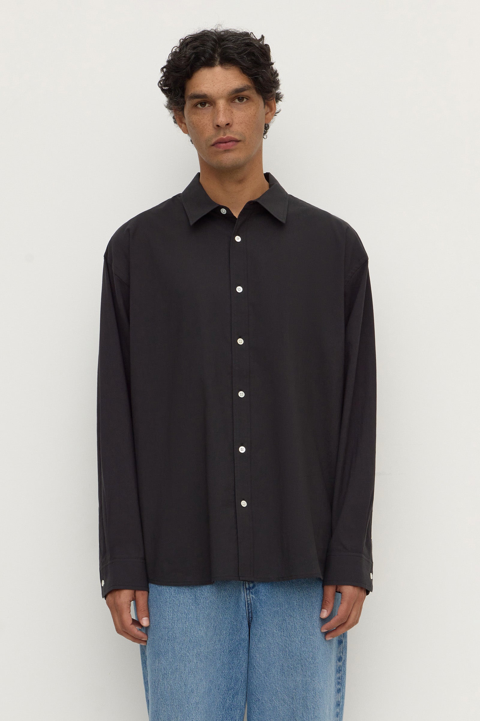 Classic Fit Black Cotton Long Sleeve Shirt