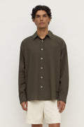 Classic Fit Dark Military Cotton Long Sleeve Shirt