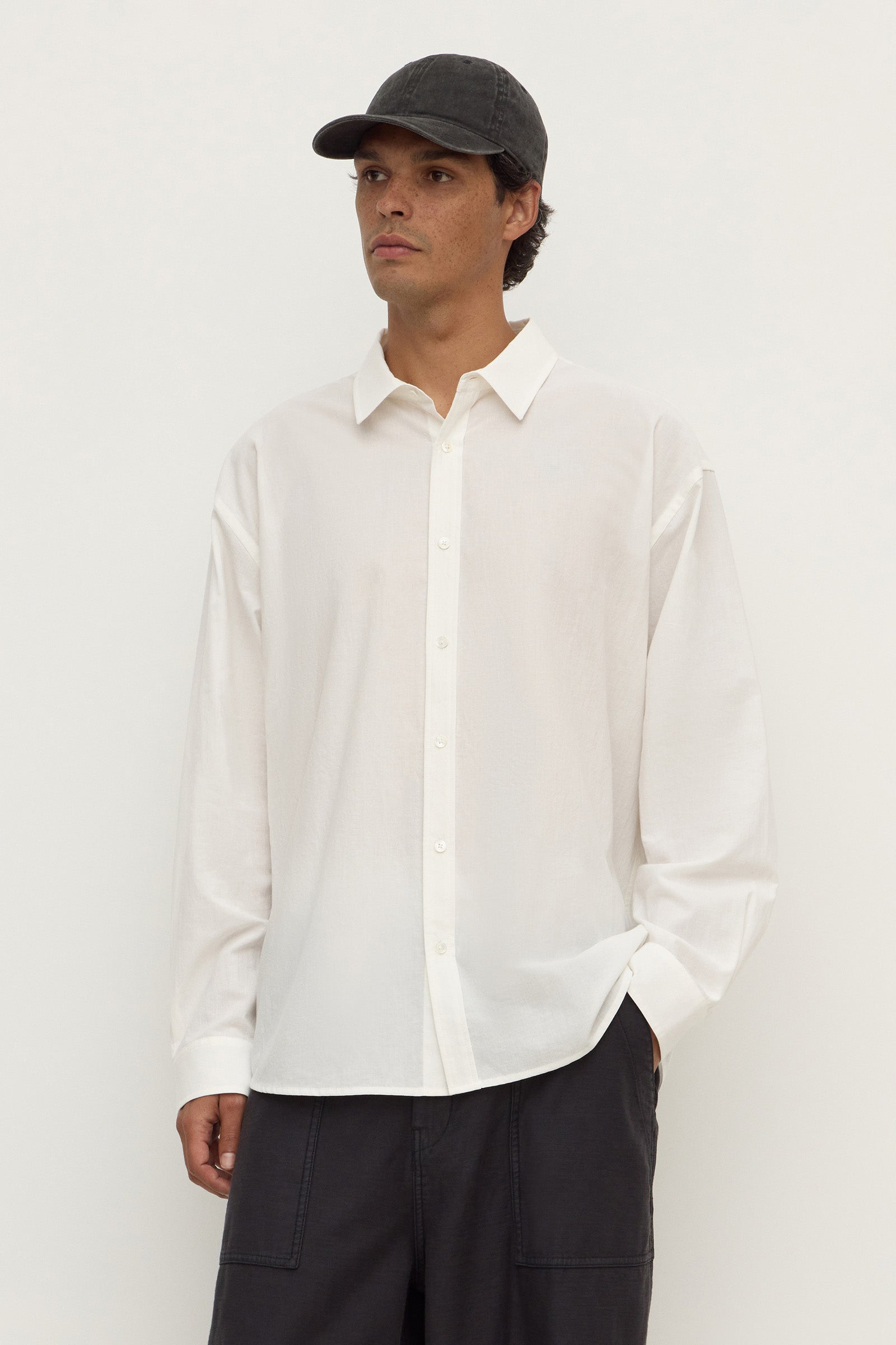 Classic Fit White Cotton Long Sleeve Shirt