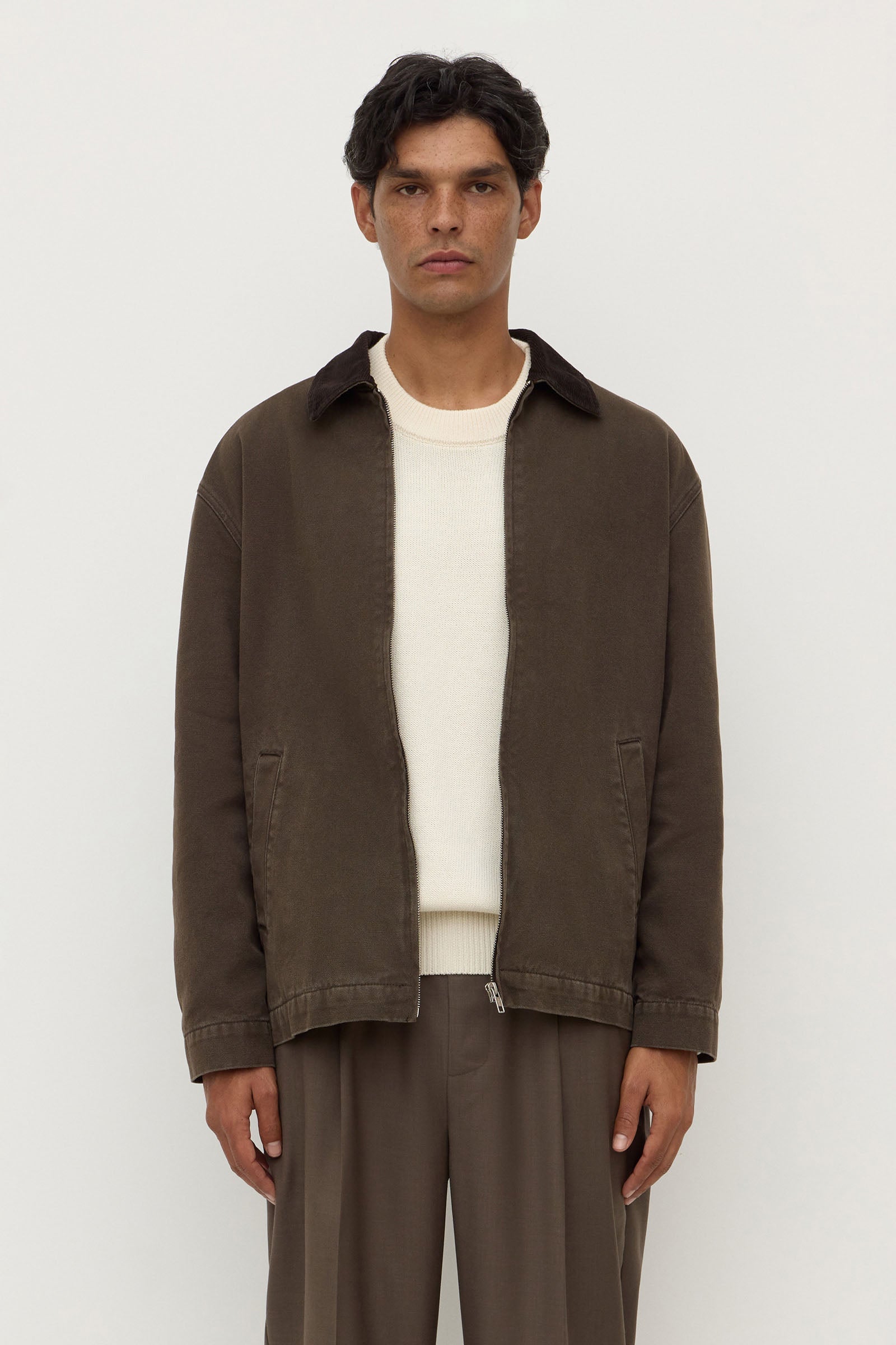 Relaxed Fit Espresso Cotton Jacket