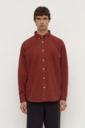 Oversized Fit Burnt Amber Cotton Long Sleeve Shirt
