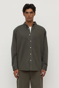 Oversized Fit Moss Cotton Long Sleeve Shirt