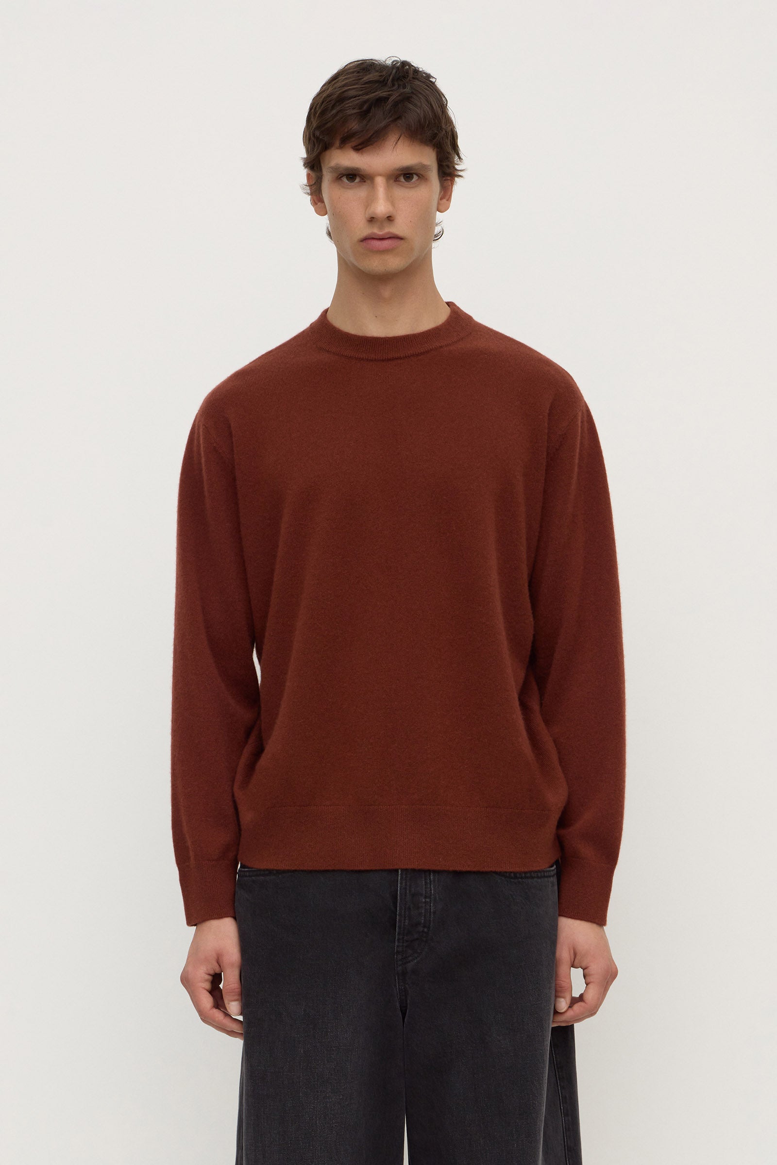 Classic Fit Burnt Amber Cashmere Crew Neck