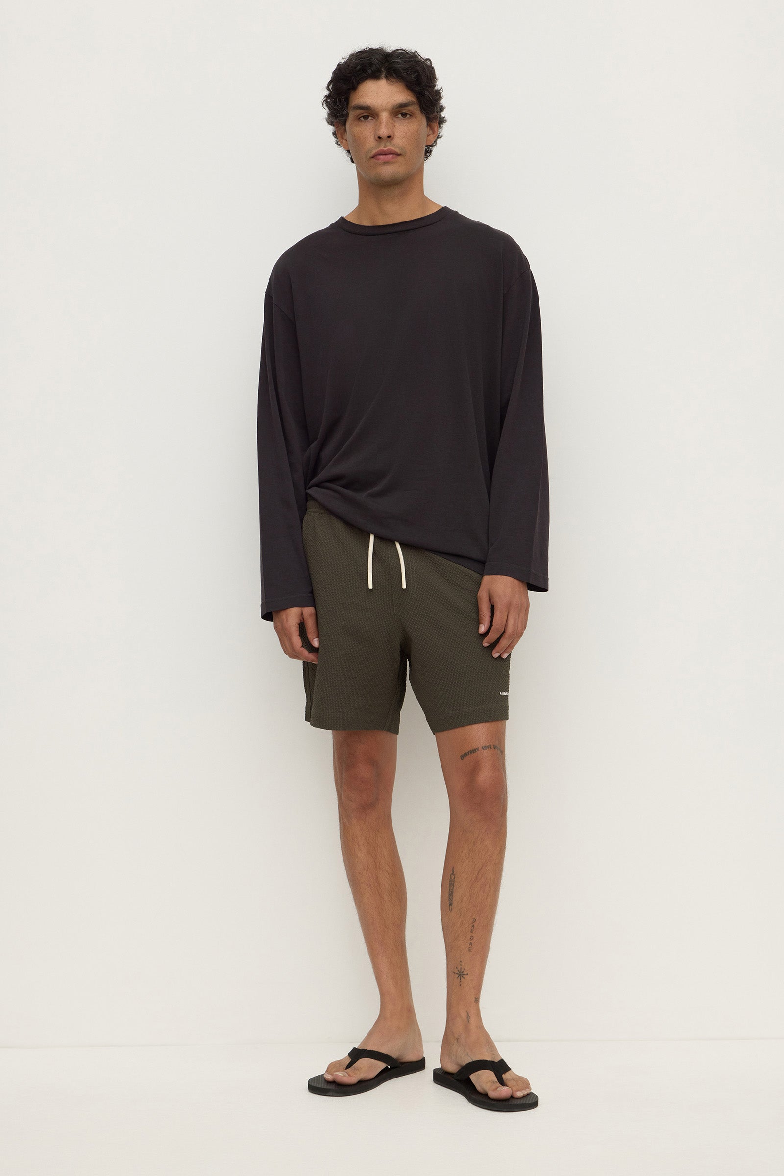 Standard Fit Dark Military Swim Short