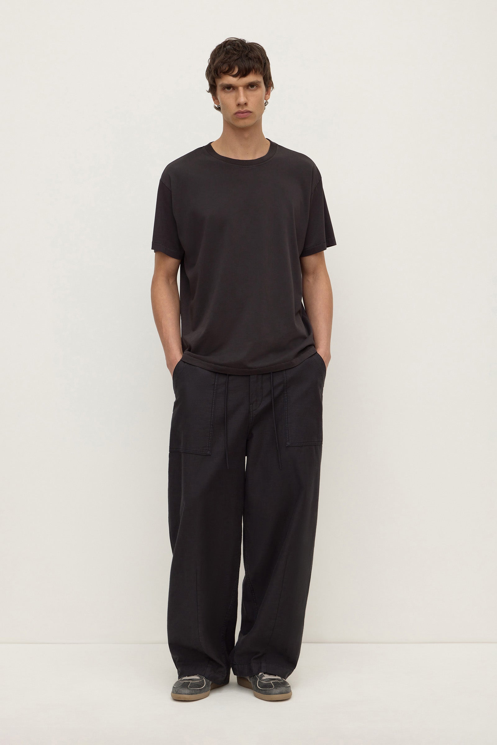 Regular Fit Washed Black Military Pant