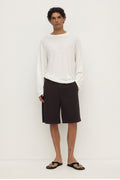 Relaxed Fit Washed Black Ripstop Short