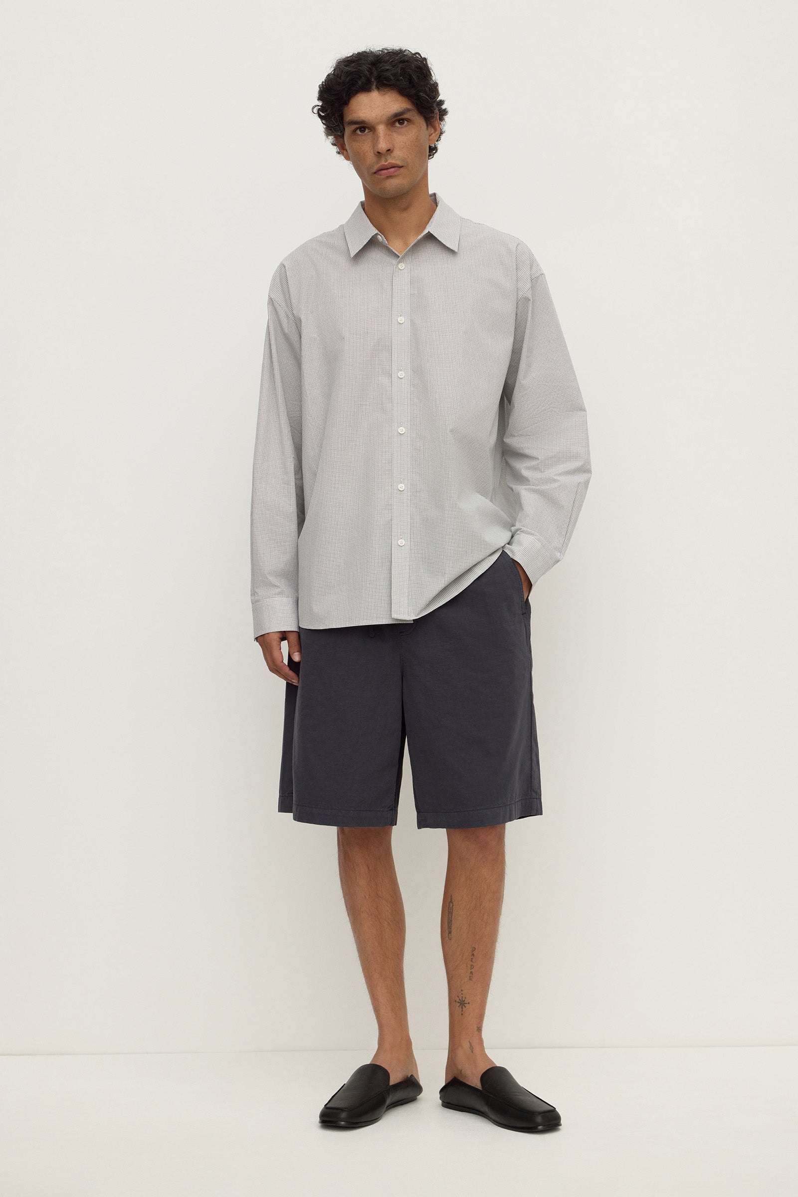 Relaxed Fit Washed Navy Ripstop Short